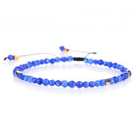 Hand-made natural stone beads bracelet 3MM faceted lapis lazuli gold sand stone bracelet